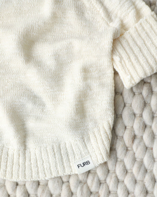 Bowie Ivory Slub Knit Hoodie