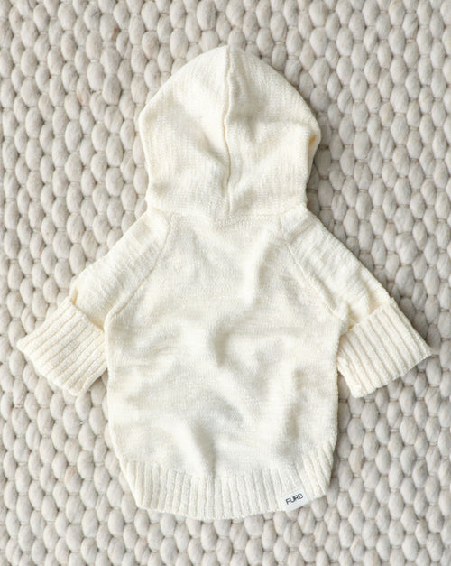 Bowie Ivory Slub Knit Hoodie