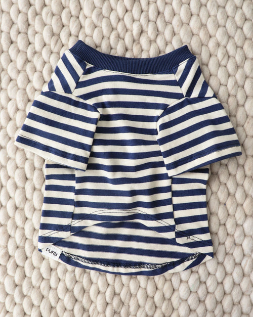 Playful Pooch Navy + Ivory Striped Dog T-Shirt