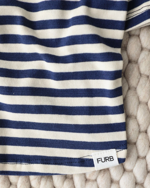Playful Pooch Navy + Ivory Striped Dog T-Shirt