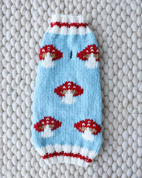 Forest Floof Mushroom Knit Dog Sweater