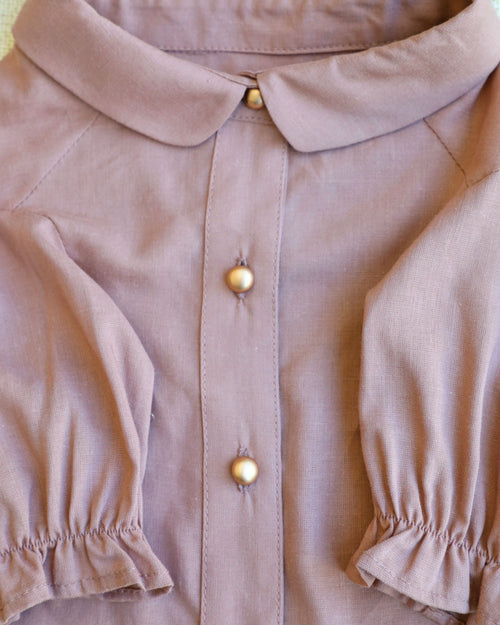 Mon Petit Rose Linen Dog Blouse Product Image Detail. Yorkie pink shirt.