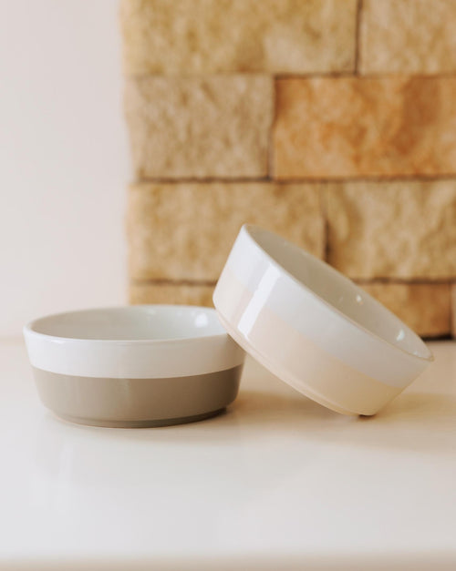 Nibbles + Bits Vintage Grey Ceramic Dog Bowl 