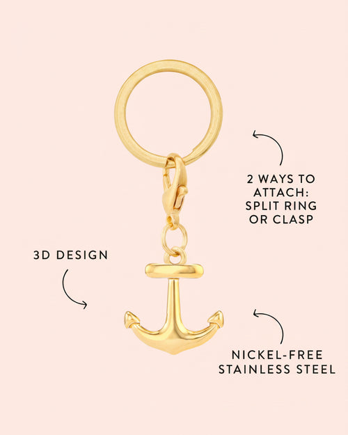 Gold Anchor Collar Charm