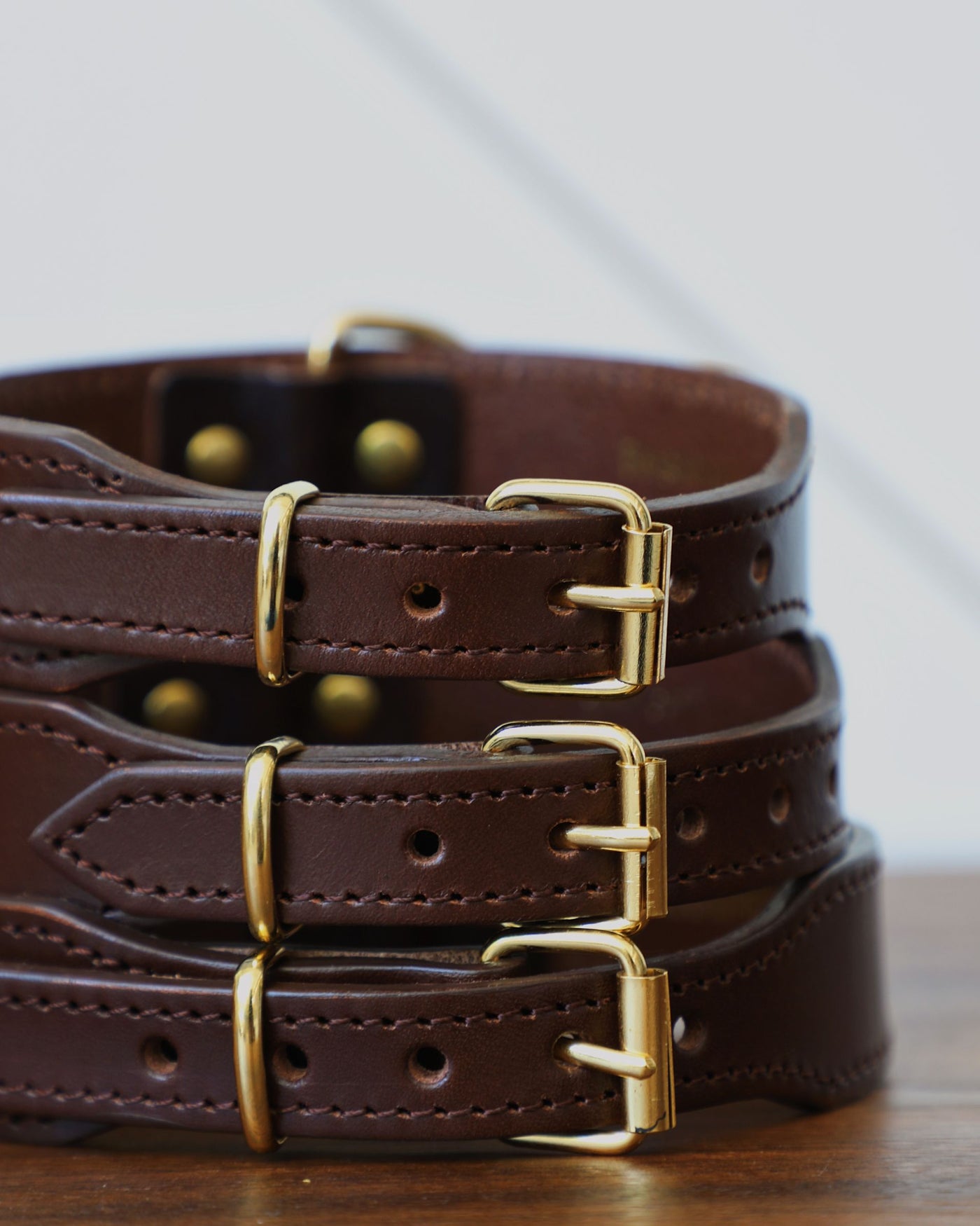 Rocco Leather Collar in Brown Product Image Detail