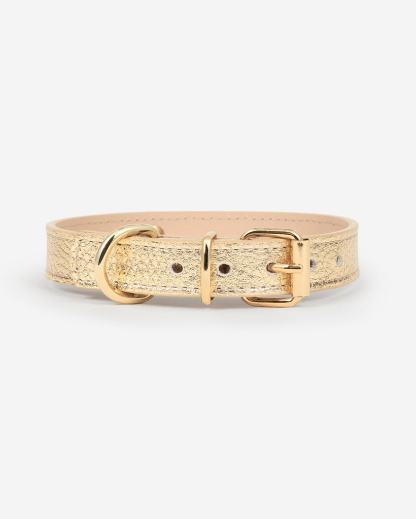Nara Leather Collar in Gold