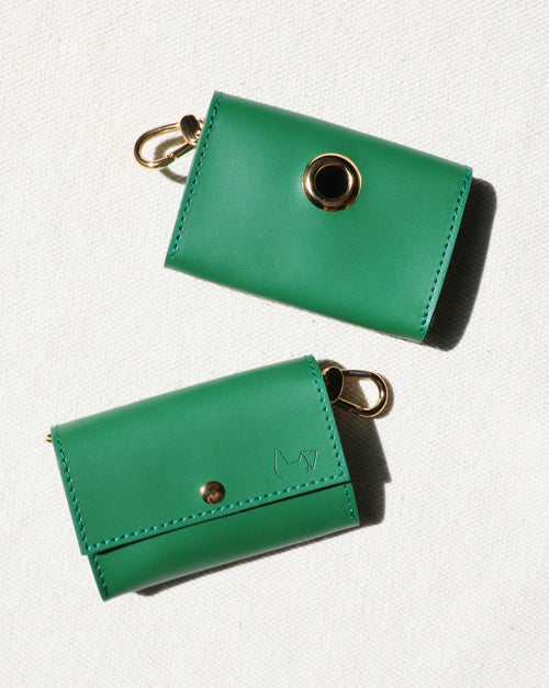 Rocco Green Leather Waste Bag Holder