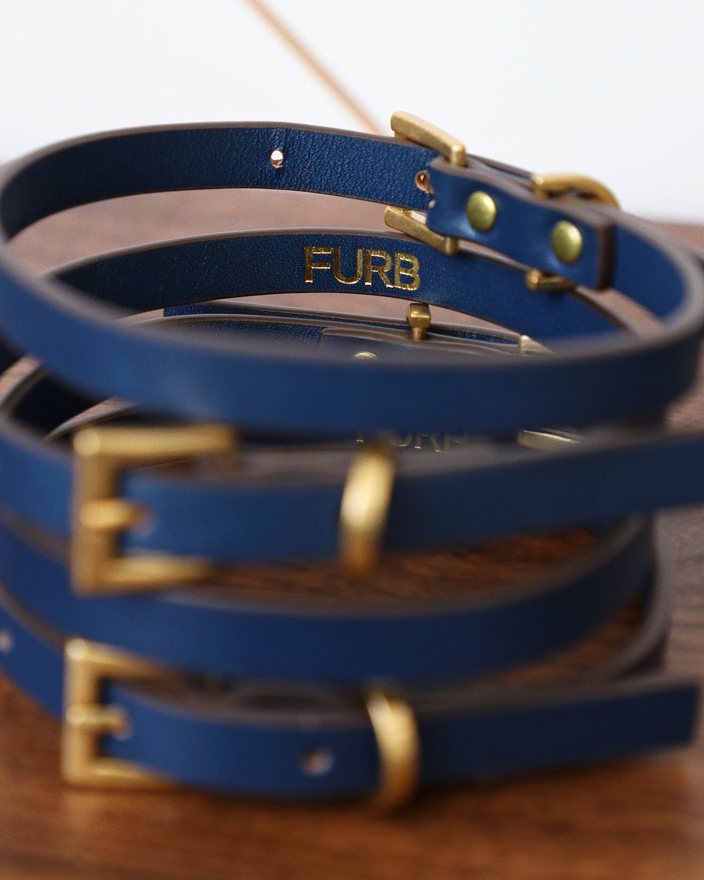 Cannon Navy Leather Dog Collar Product Image Detail