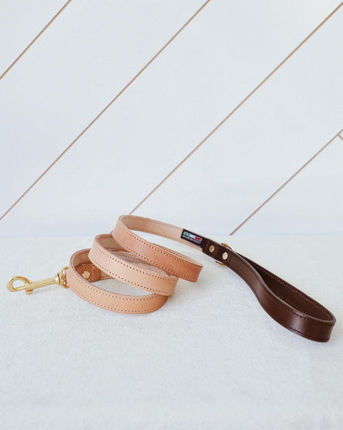 Rocco Leash in Tan and Brown Leather Product Image Detail