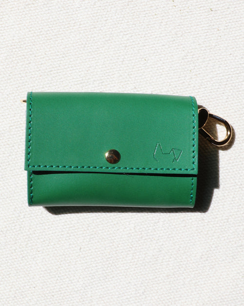 Rocco Green Leather Waste Bag Holder