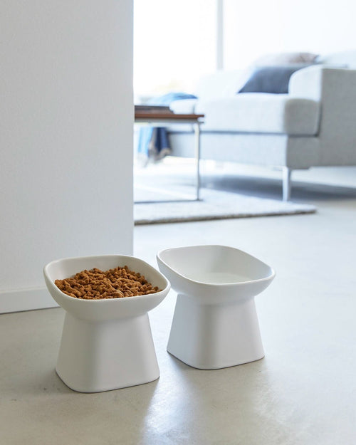Café Canine White Tilted Dog Bowl
