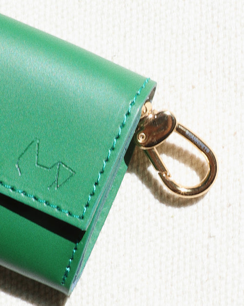 Rocco Green Leather Waste Bag Holder
