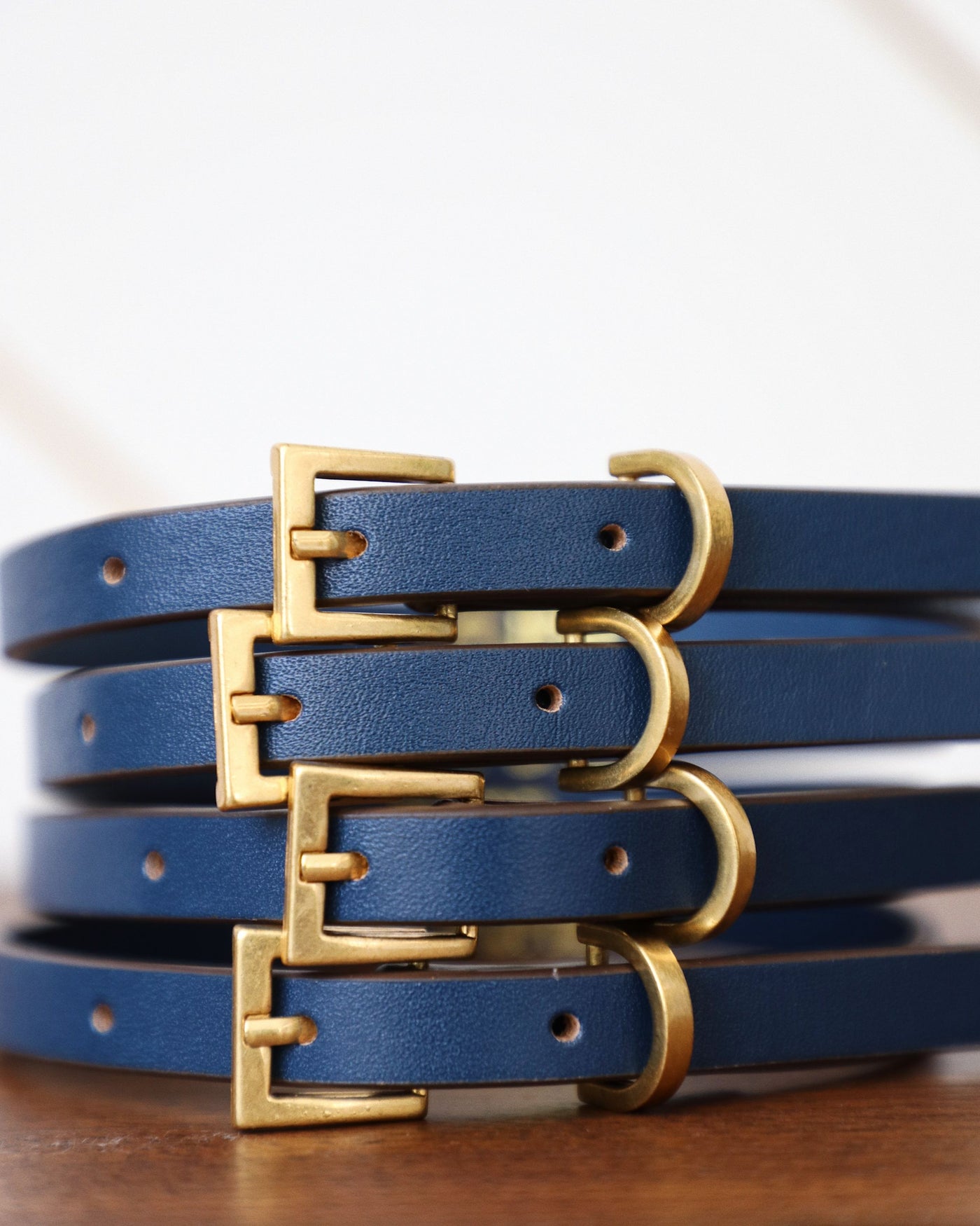 Cannon Navy Leather Dog Collar Product Image Detail