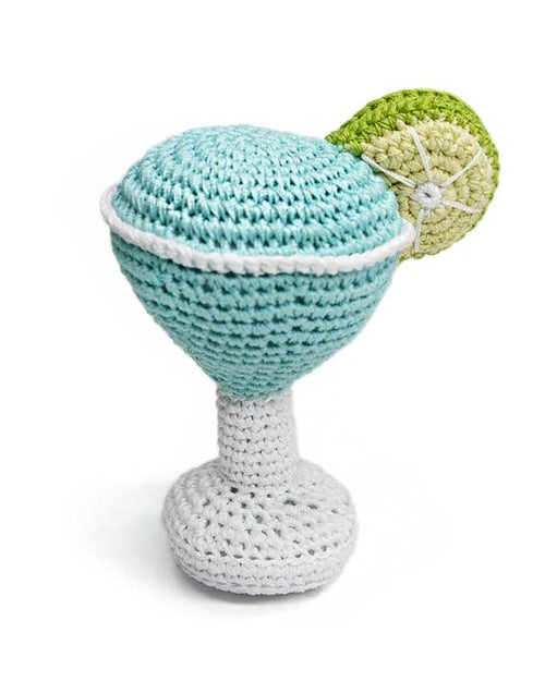 Squeaky margarita-shaped dog toy, ideal for small to medium dogs like Beagles and Pugs.