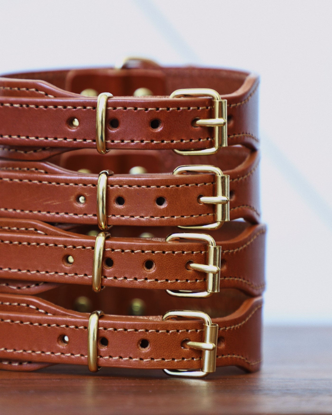 Rocco Leather Collar in Cognac Product Image Detail