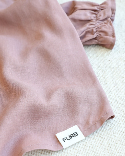 Mon Petit Rose Linen Dog Blouse Close Up