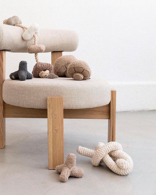 Crinkle and squeaker dog toy in calming neutral tones – designed for curious pups