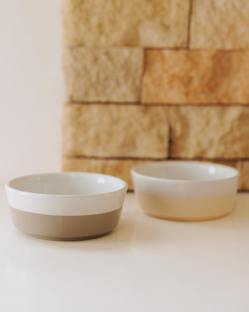 Nibbles + Bits Vintage Grey Ceramic Dog Bowl 