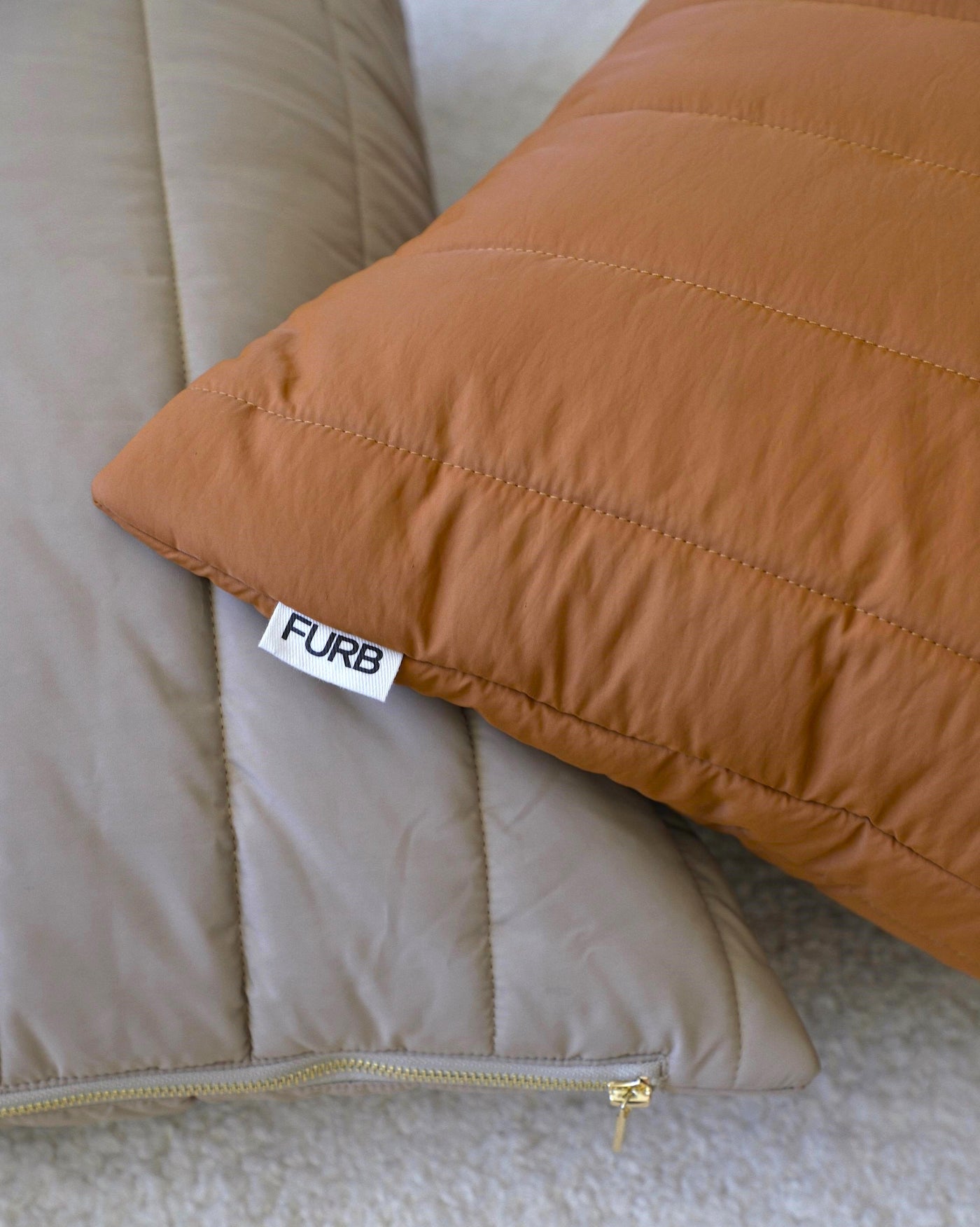 Alpine Rust Puffer Dog Bed Media