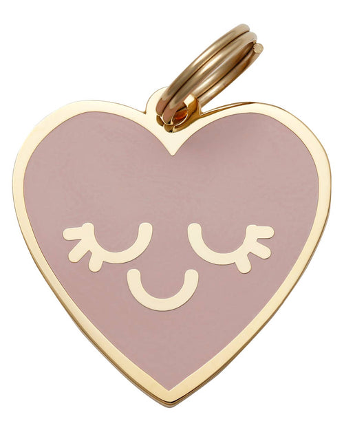 Smiling heart dog collar charm gold enamel pet accessory cute heart shaped charm