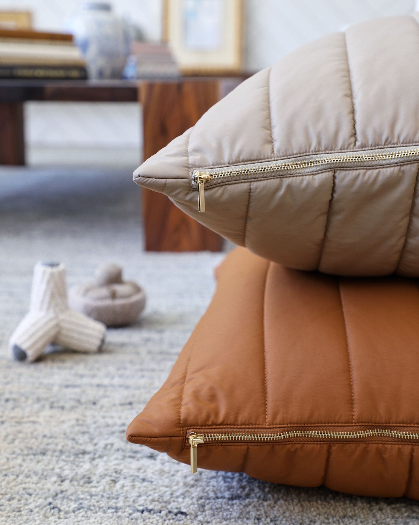 Alpine Rust Puffer Dog Bed Media
