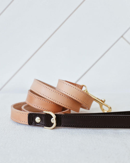 Rocco Leash in Tan and Black Leather Product Image