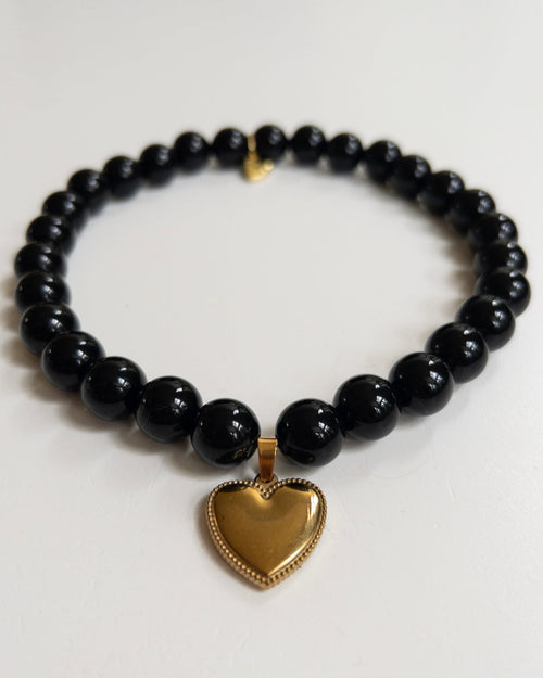 Polished Pup black beaded dog necklace, stylish and elegant accessory for small dogs