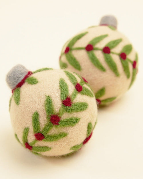 Holly Jolly Ornament Wool Dog Toy