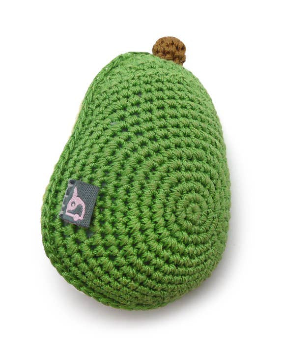 Adorable avocado dog toy, perfect for small and medium breeds, with a fun squeaker to keep your dog entertained.