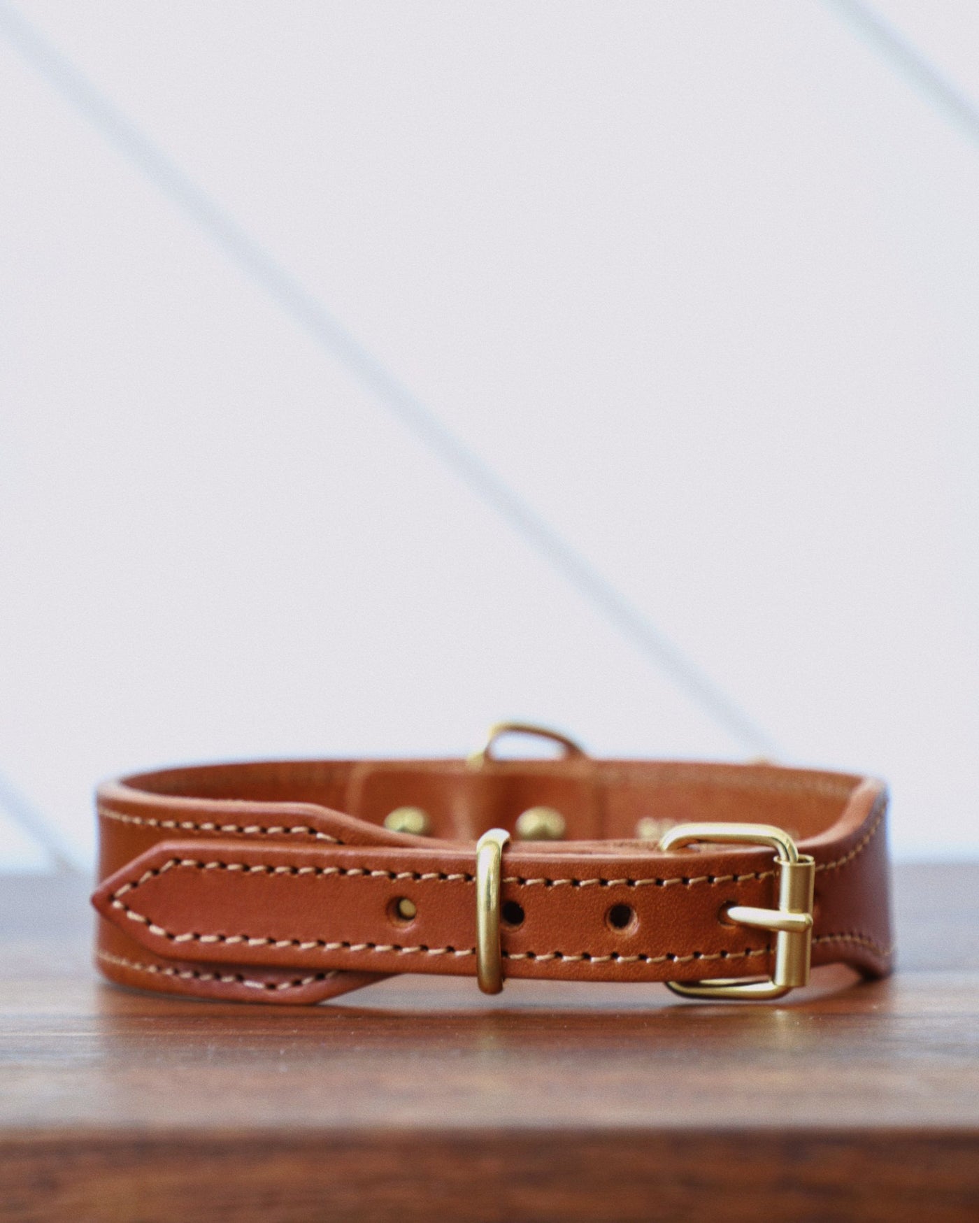 Rocco Leather Collar in Cognac Product Image Detail