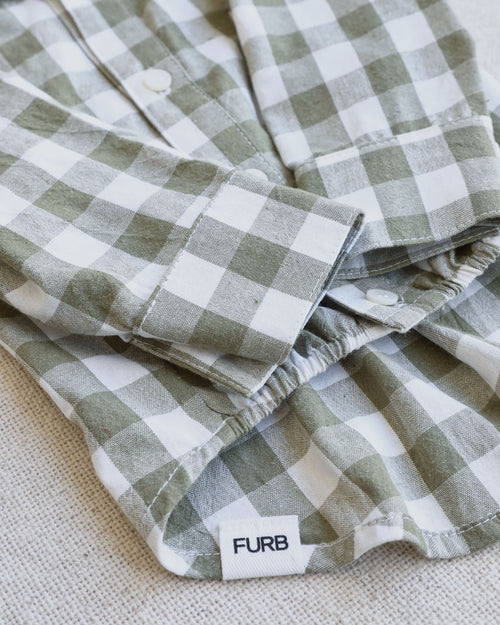 Sylvan Moss Gingham Dog Shirt, stylish for small to medium-sized dogs, a cozy fit for your pup.