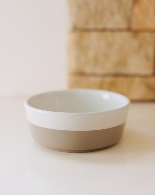 Nibbles + Bits Vintage Grey Ceramic Dog Bowl 