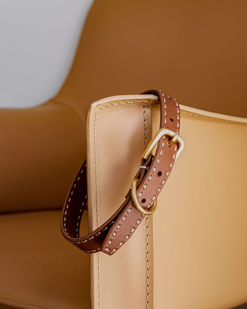 Timeless tan leather dog collar and leash set for small to medium breeds, offering comfort and style.