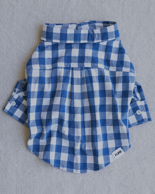 Sylvan French Blue Gingham Dog Shirt for small dogs