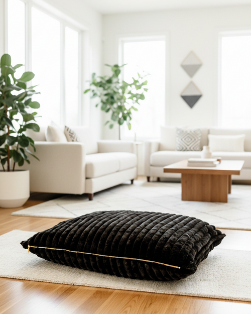 Coronado Black Faux Fur Dog Bed