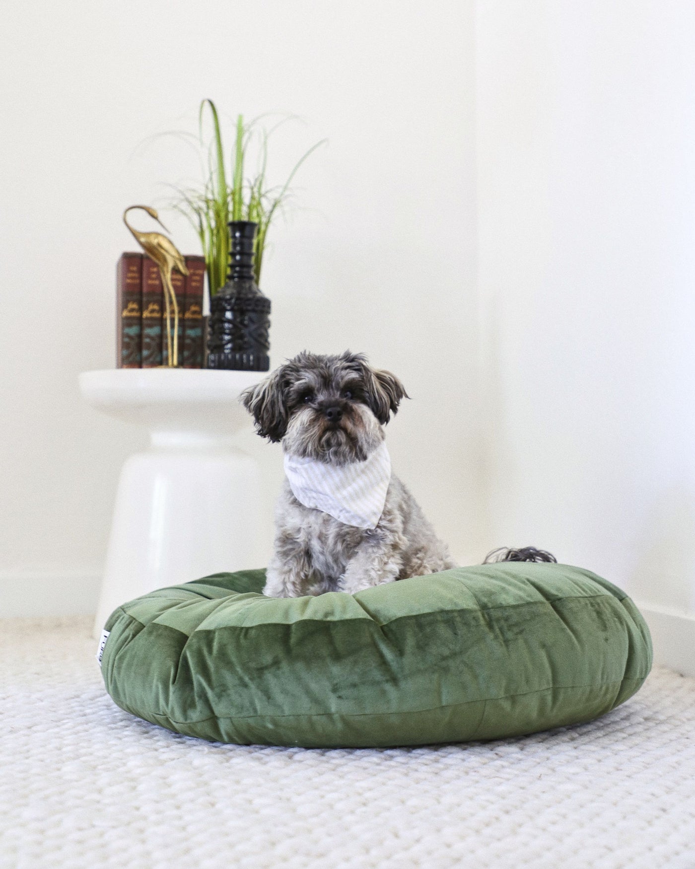 Laurel Moss Round Velvet Dog Bed