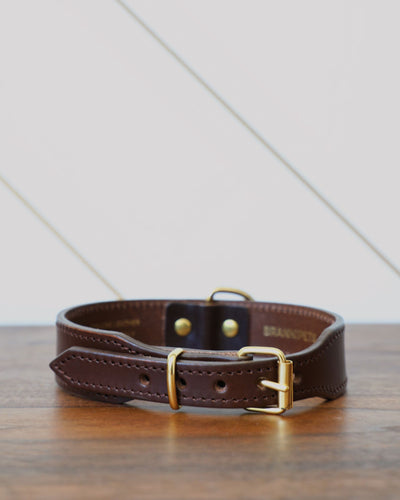 Rocco Leather Collar in Brown Product Image Detail