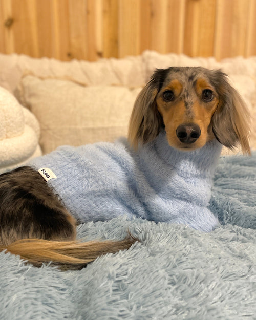 Bobbi Pastel Blue Eyelash Knit Dog Sweater