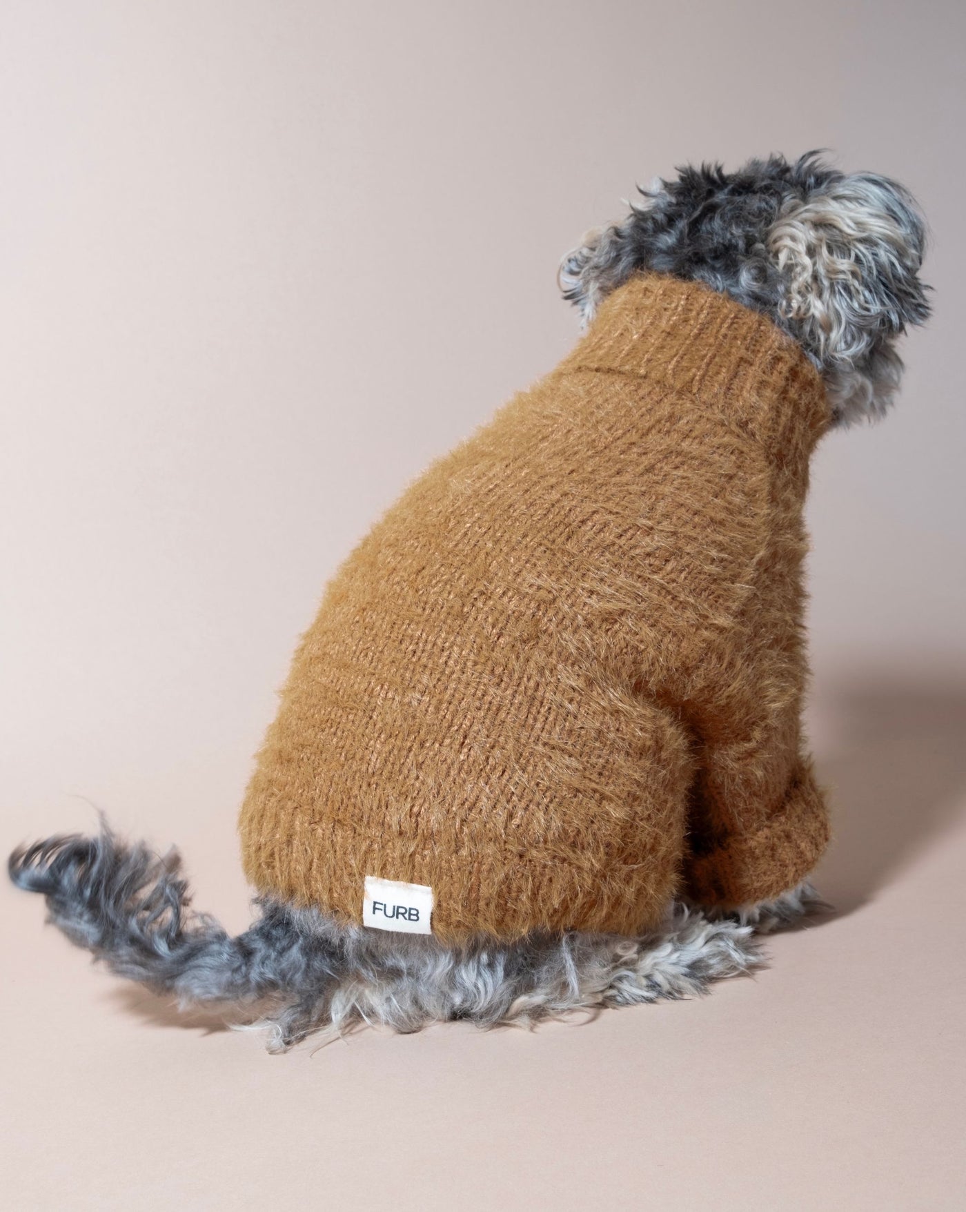 Warm and stylish brown eyelash knit dog sweater for pets, ideal for cooler weather.