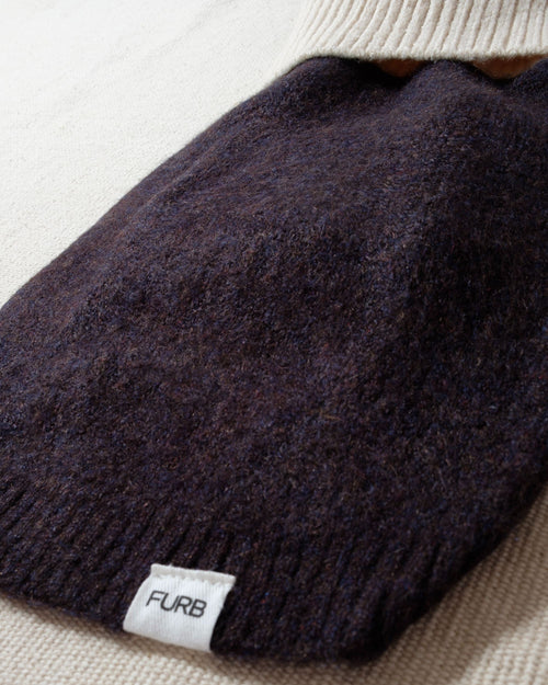 Felix Black + Ivory Dog Sweater, warm and cozy with a folded-over long turtleneck for extra warmth.