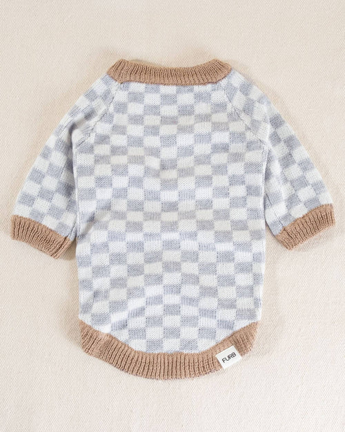 Arlo Grey Check Dog Sweater