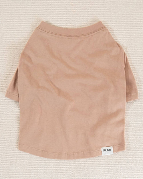Trendy tan dog t-shirt, designed for casual comfort and perfect for everyday wear.