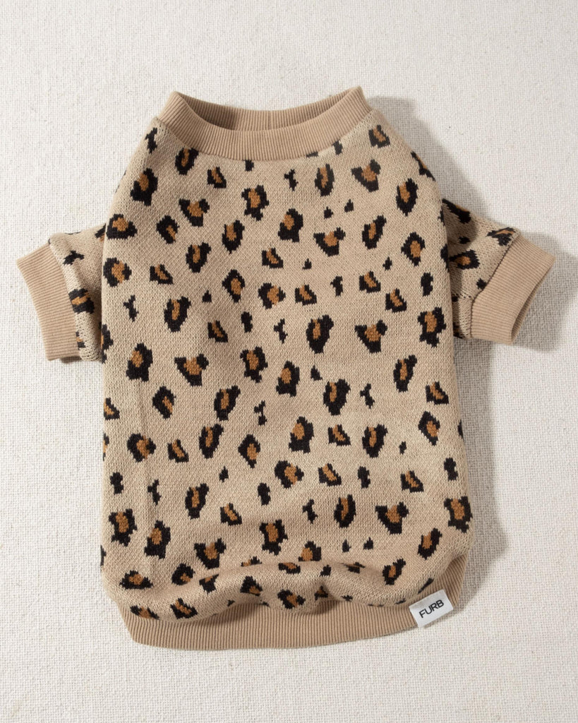 Wild Child Tan Leopard Print Dog Sweatshirt