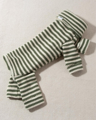 green and ivory striped turtleneck dog onesie