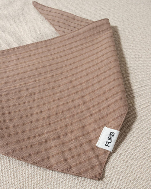 nutmeg brown striped dog bandana and tasteful furb logo
