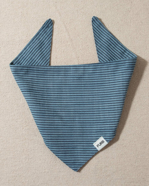 denim stripe dog bandana with tasteful furb tag