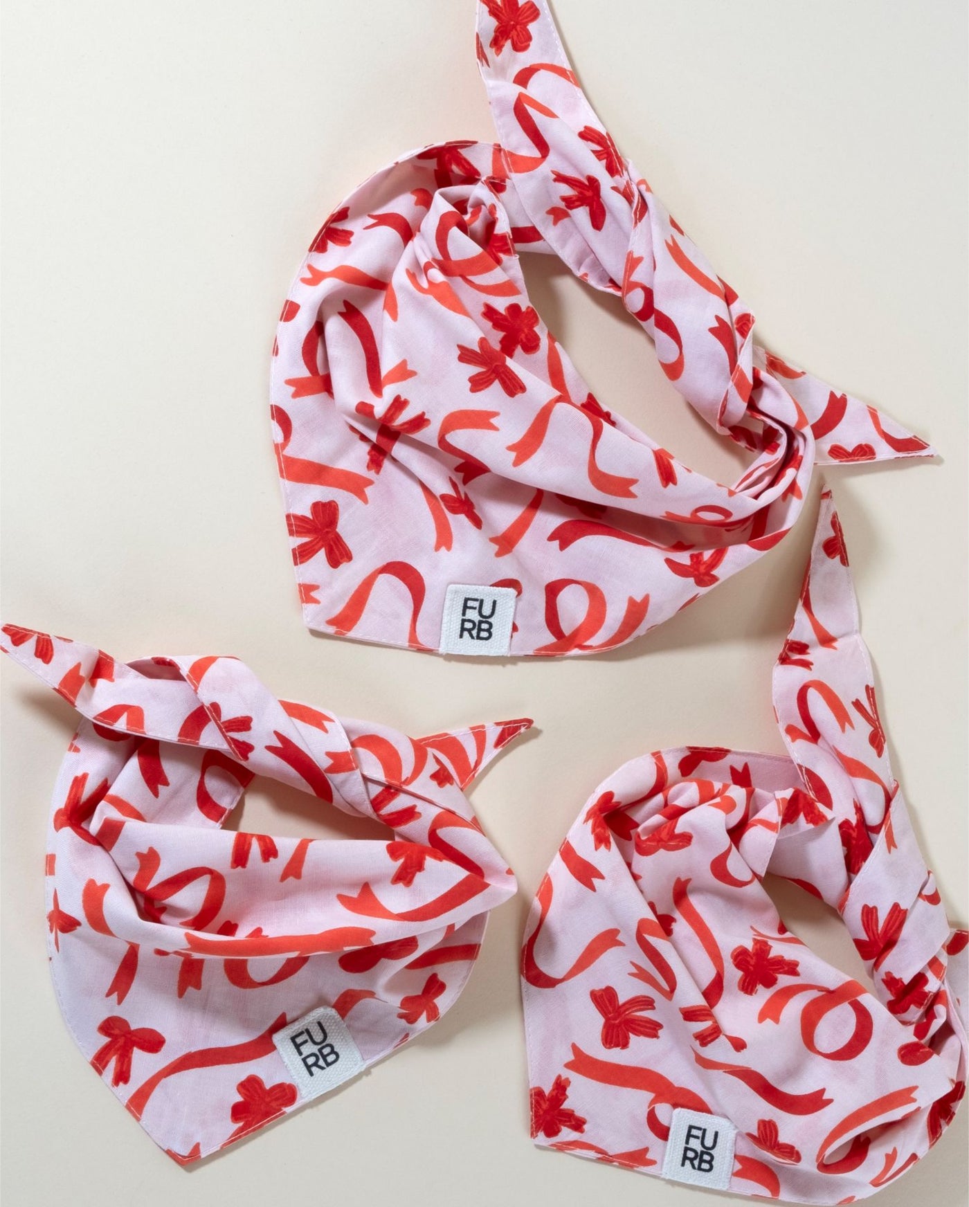 Festive Perfect Present Bow Print dog bandana for the holidays.