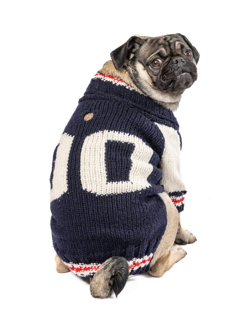 Varsity dog sweater. black poodle sweater.