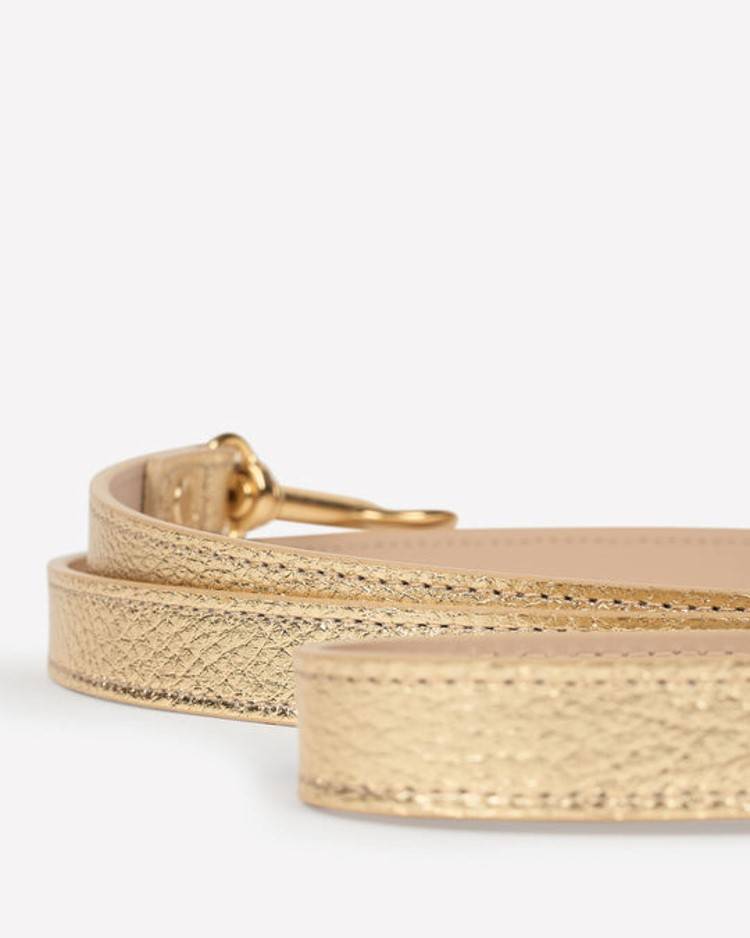 Gold leather leash, combining luxury and durability for your pup's walks.