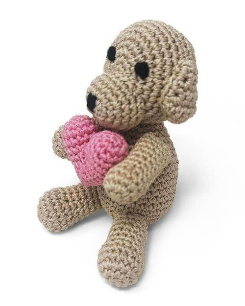 Handmade Puppy Crochet Dog Toy, a soft and safe toy for your furry friend to play with.